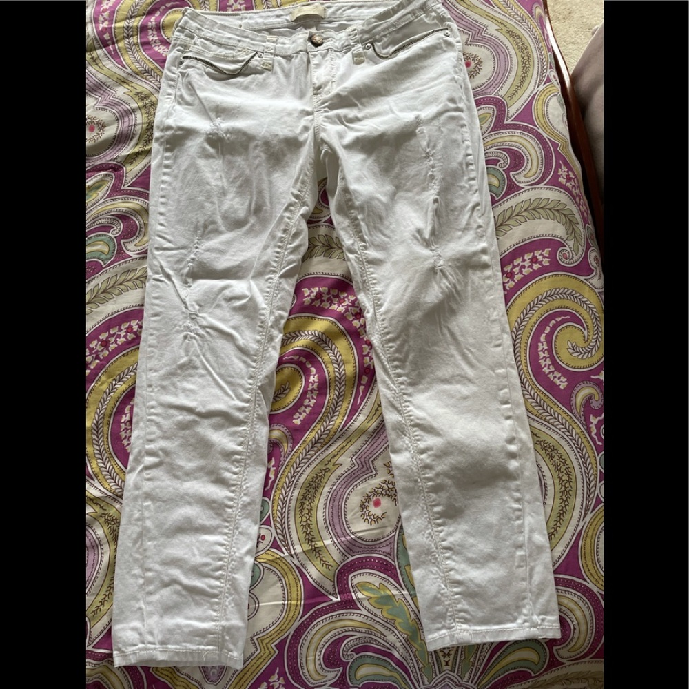 NWOT Seven7 White Stretch Ankle Ripped Jeans 12P